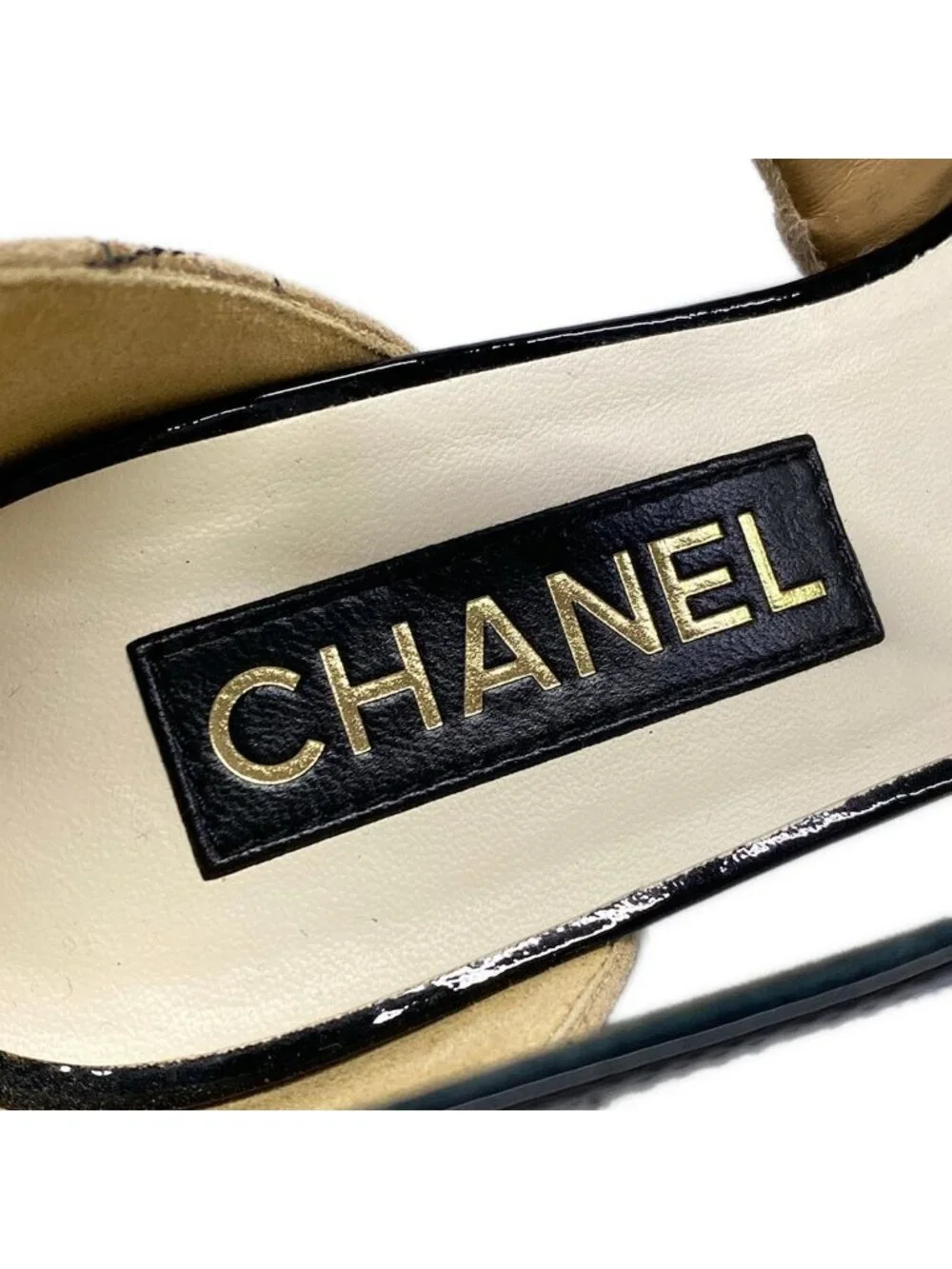 Chanel Pumps Mary Jane Quilted Beige Black Leather Heels